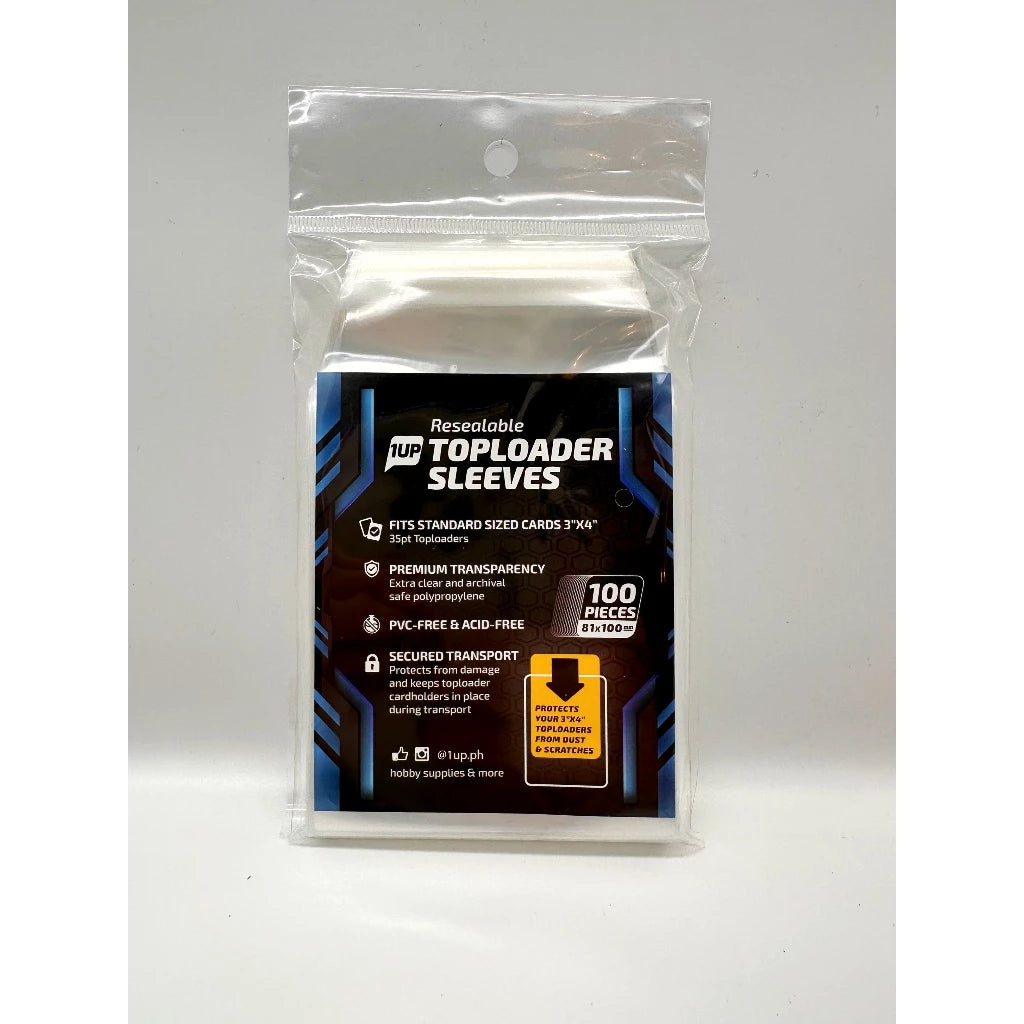 1Up: Toploader Sleeves | Resealable | 100 Pieces